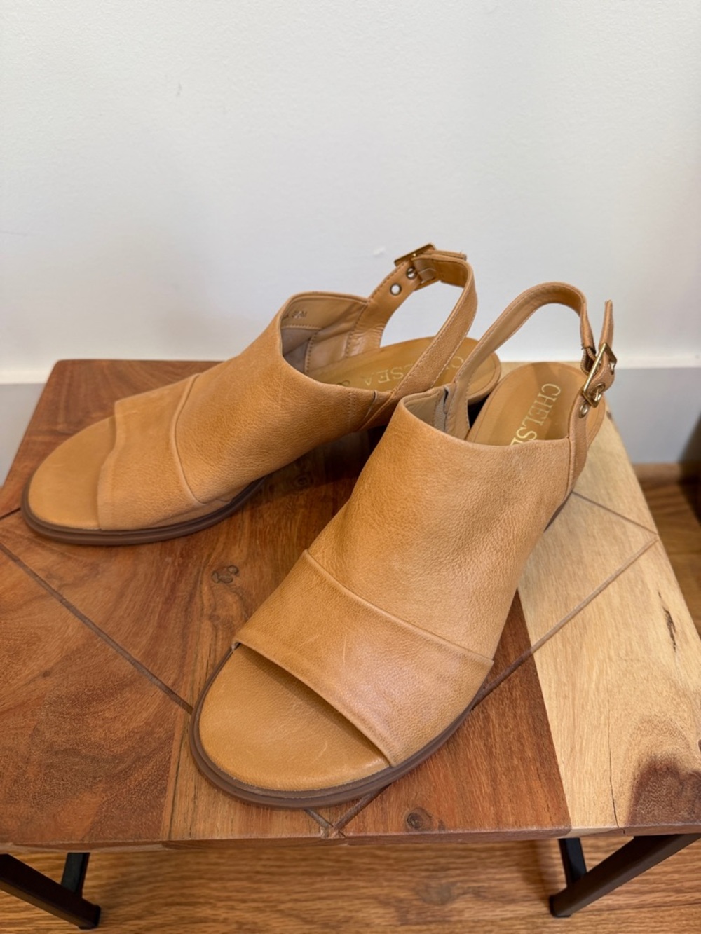 Chelsea & Violet Open-Toe Slingback Soft Leather Sandals, 8 1/2